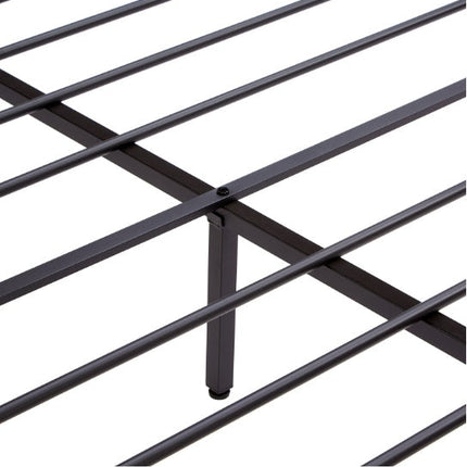 Queen Size Metal Platform Bed Frame With Wooden Headboard And