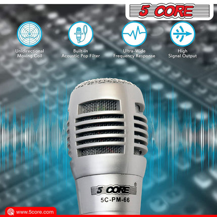 5Core XLR Microphone Dynamic Mic Karaoke Singing Studio Mics Handheld