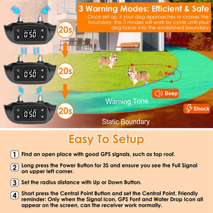 2 In 1 Dog GPS Fence Tracker Wireless GPS Dog Fence GPS Dog Collar