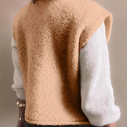 Fleece Button-Down Vest Coat
