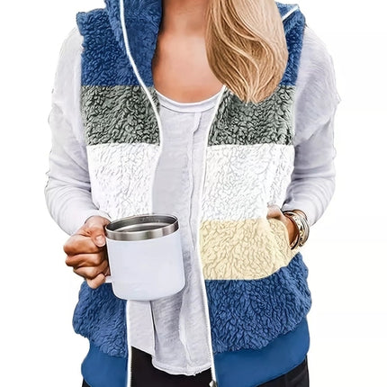Color Block Zip Up Vest Coat