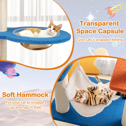 49 Inches Tall Cat Tree With UFO Top Perch Space Capsule And Sisal