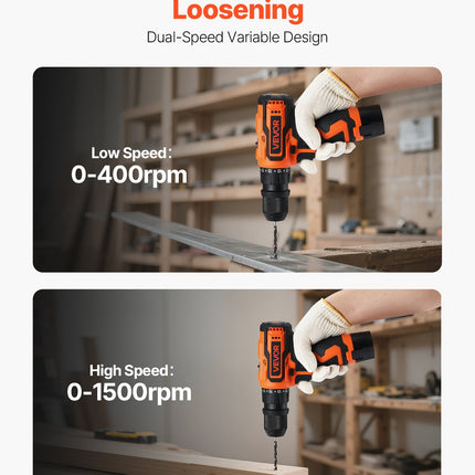 Cordless Drill Driver, 5-In-1, Metal Chuck, Dual-Speed Variable, Drill