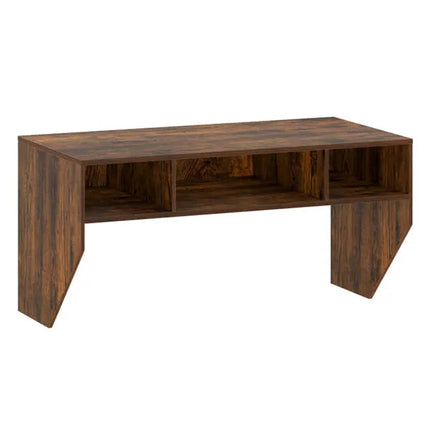 Rustic Brown Wall-Mounted Floating Computer Desk With 3-Cube Storage,