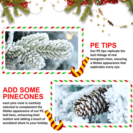 2FT 3FT 4.5FT 6.5FT Pre-lit Potted Flocked Christmas Tree, Snow