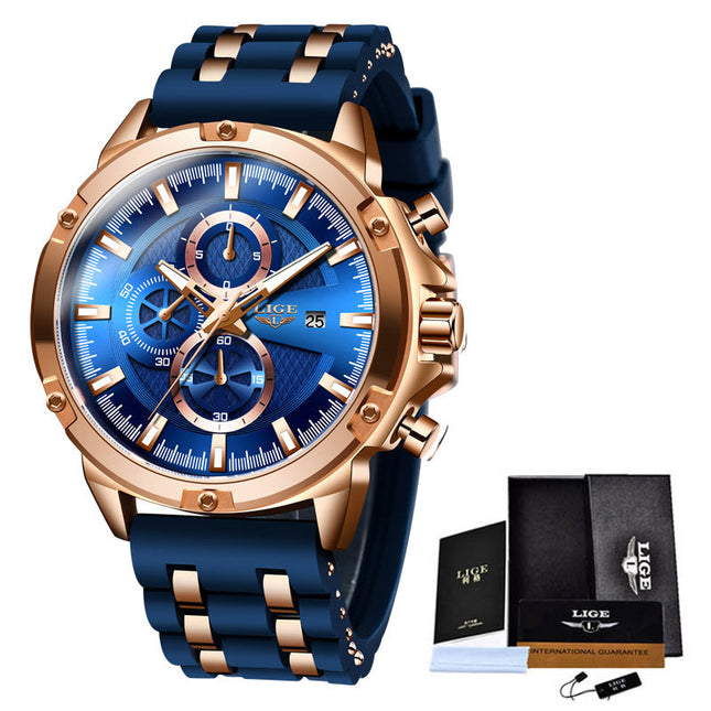 Men's Silicone Strap Sports Quartz Watch With Gift Box