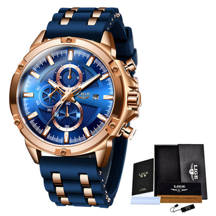 Men's Silicone Strap Sports Quartz Watch With Gift Box