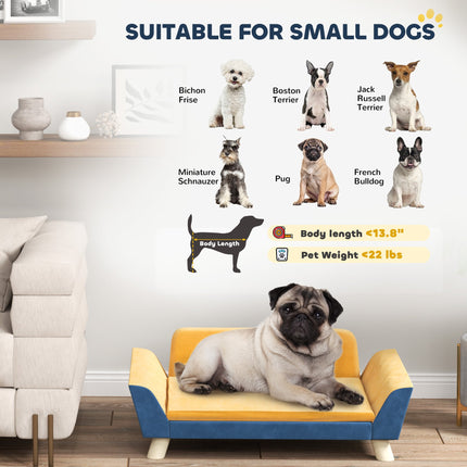 Dog Sofa Bed for Small Dogs with Soft Cushion, Washable Cover &
