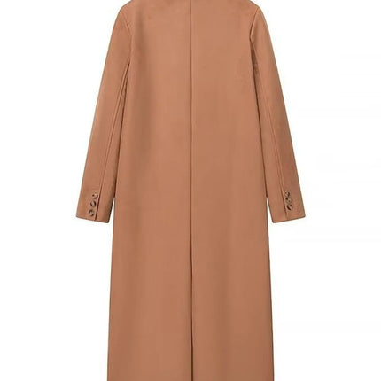 Double-Breasted Lapel Collar Long Coat