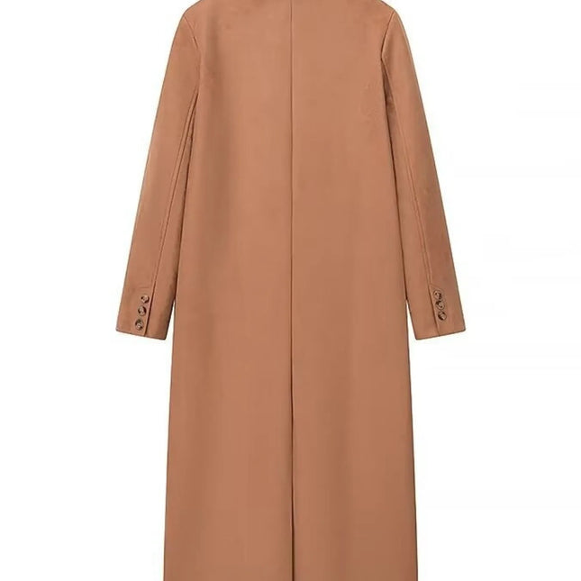 Double-Breasted Lapel Collar Long Coat