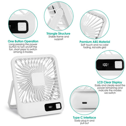 3 Colors Options -- 1Pc Mini Desktop Cooling Fan Rechargeable Battery