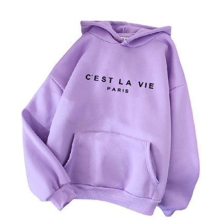 letter print new hooded sweater women's spring long-sleeved lazy style