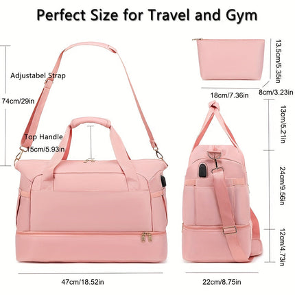Women's Travel Duffel Bag, Sports Gym Yoga Duffel Bag Weekender