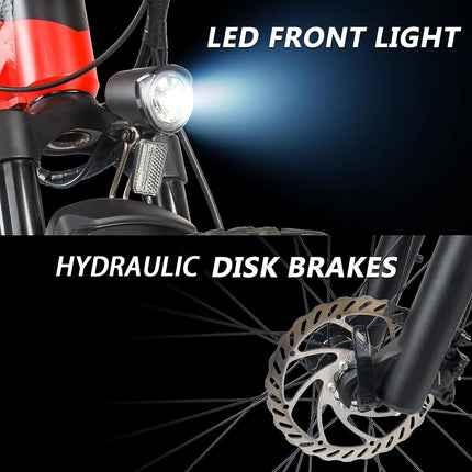 ⚡ Siroock™ Red 500W eMTB – 27.5" Electric Mountain Bike (48V, 7-Speed,