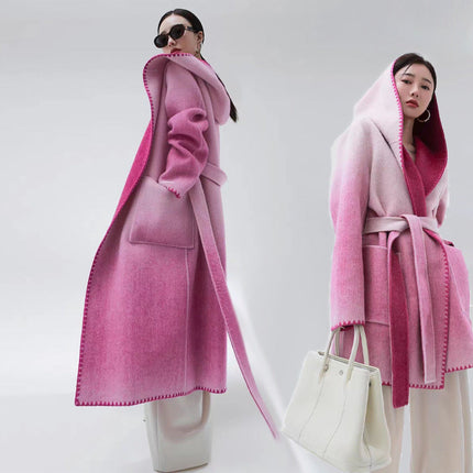 Women's Fashion Reversible Cashmere Coat – Luxury & Versatility