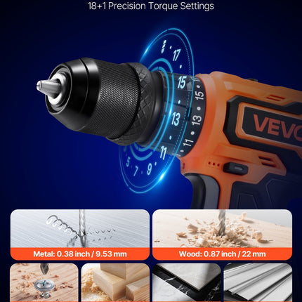 Cordless Drill Driver, 5-In-1, Metal Chuck, Dual-Speed Variable, Drill