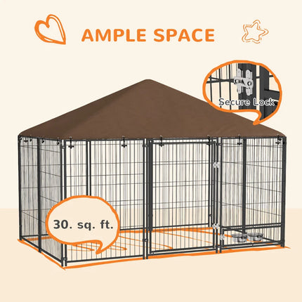 Outside Dog Kennel, 6.9' X 4.6' X 5' Puppy Play Pen With Canopy,