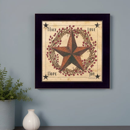 Peace Love Hope Joy Black Framed Print Wall Art