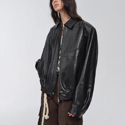 Fireladyfur Women's Retro Work Jacket in Waxed Leather "Fashionable