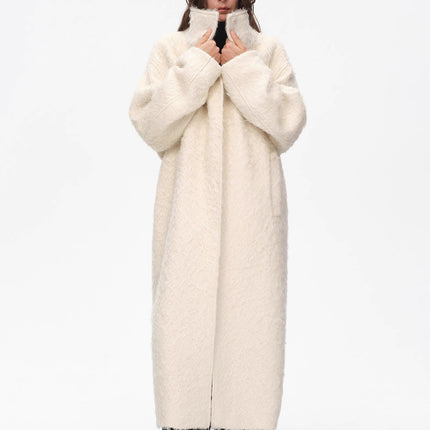"Song of Snowland"Women's mohair wool stand collar coat autumn and