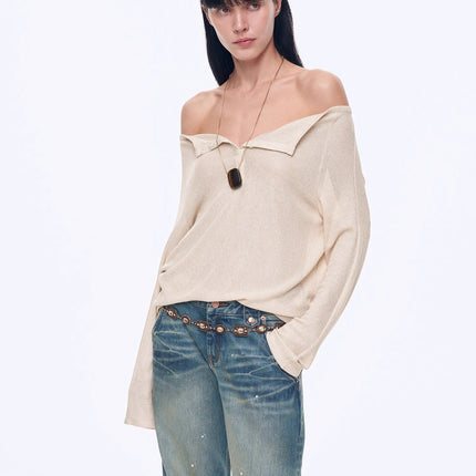 "Fashion Law" Casual One-shoulder Raglan Sleeve T-shirt Top