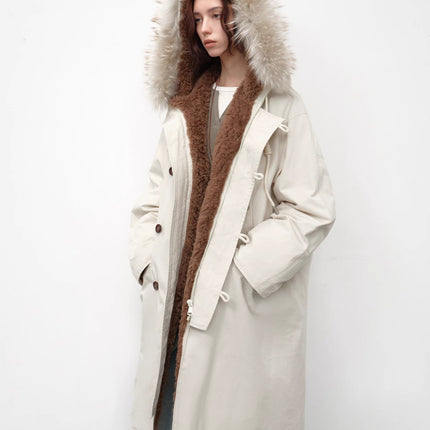 Fireladyfur Women's 90 Duck Down Parka with Raccoon Fur