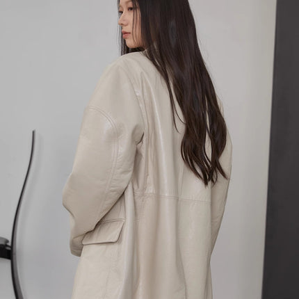 Imported sheepskin wide-shoulder lightweight lace-up suit leather