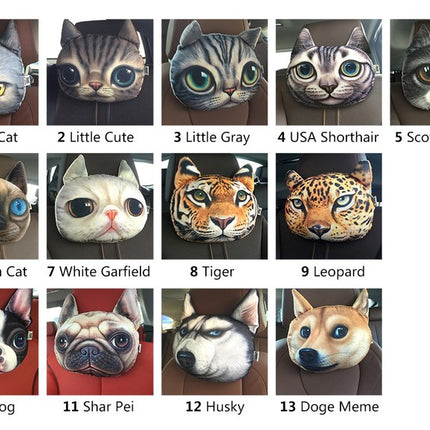 3D Animal Charcoal Car Pillow