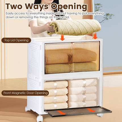 4Pc Foldable Storage Bins With Lid Front Magnetic Door Collapsible