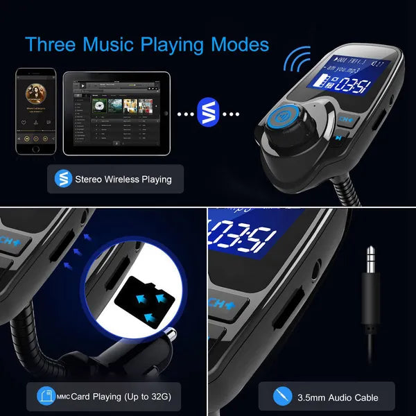 Car Wireless FM Transmitter Fast USB Charge Hands-free Call Car MP3