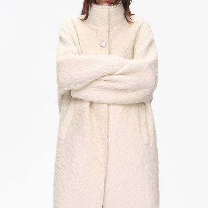 "Song of Snowland"Women's mohair wool stand collar coat autumn and