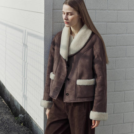 "Pure Era" imported high-quality lamb contrast color fruit collar