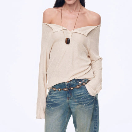 "Fashion Law" Casual One-shoulder Raglan Sleeve T-shirt Top