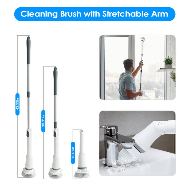 1Set Electric Spin Scrubber Cordless Rechargeable Telescopic Cleaning