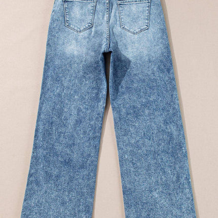 Dusk Blue Central Seamed Wide Leg High Waist Jeans