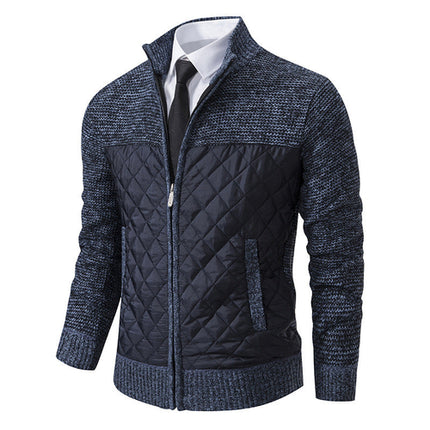 Men's Coat Color Matching Zipped Stand Collar