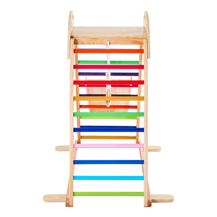 Indoor Playground Jungle Gym, 4-in-1 Wooden Indoor Playground Playset