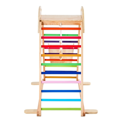 Indoor Playground Jungle Gym, 4-in-1 Wooden Indoor Playground Playset