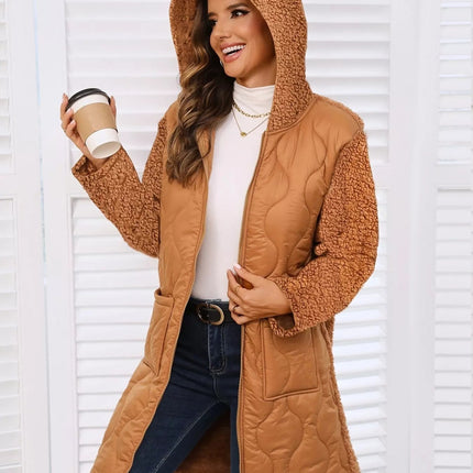 Zip Up Long Sleeve Hooded Outerwear