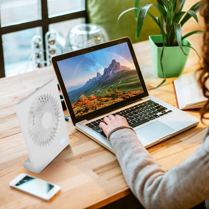 Portable Desk Fan USB Rechargeable Table Cooling Fan Quiet 5 Blades