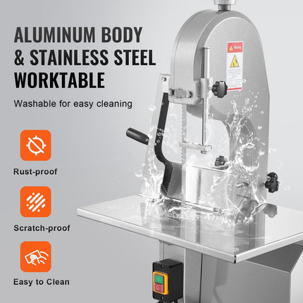 1800W Commercial Electric Meat Bandsaw Stainless Steel Bone Sawing