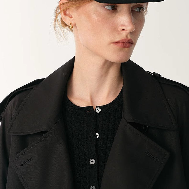 "Night Messenger" anti-wrinkle waterproof large lapel short straight
