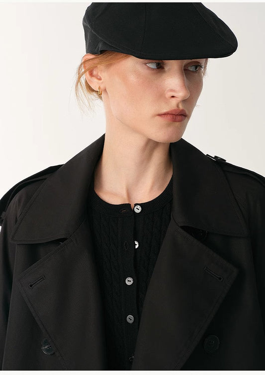 "Night Messenger" anti-wrinkle waterproof large lapel short straight
