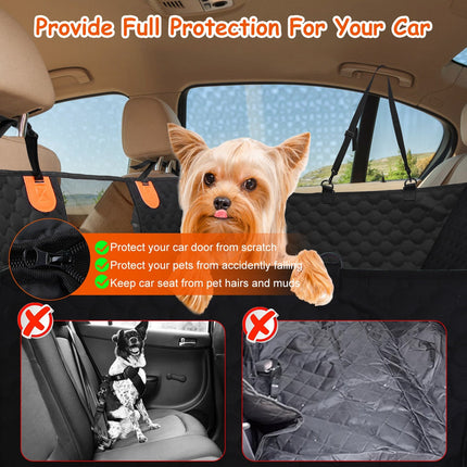 Dog Car Back Seat Cover With Zipper Mesh Window Storage Bags