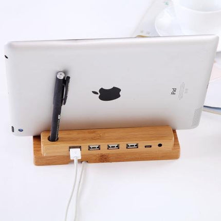 Bamboo Docking Station With 4 USB Port