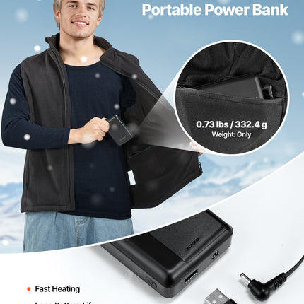 Heated Vest, Men Electric Heating Vest With 16000 MAh Battery Pack, 6