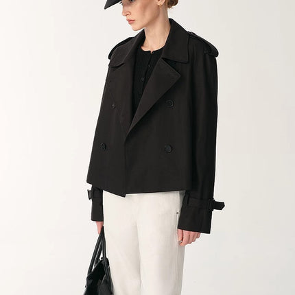 "Night Messenger" anti-wrinkle waterproof large lapel short straight