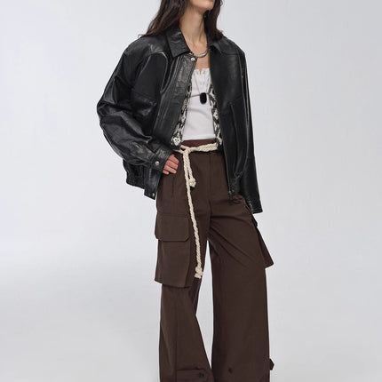 Fireladyfur Women's Retro Work Jacket in Waxed Leather "Fashionable