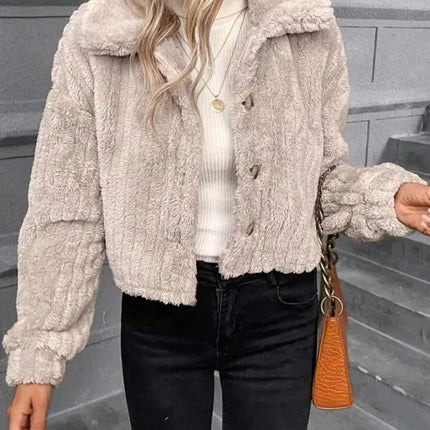 Button Up Long Sleeve Fuzzy Outerwear