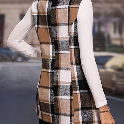 Plaid Button Up Vest Coat